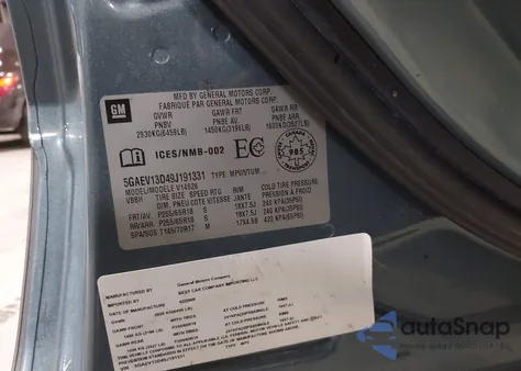 2009 Buick Enclave Cx z USA, uszkodzony, nr VIN 5GAEV13D49J191331